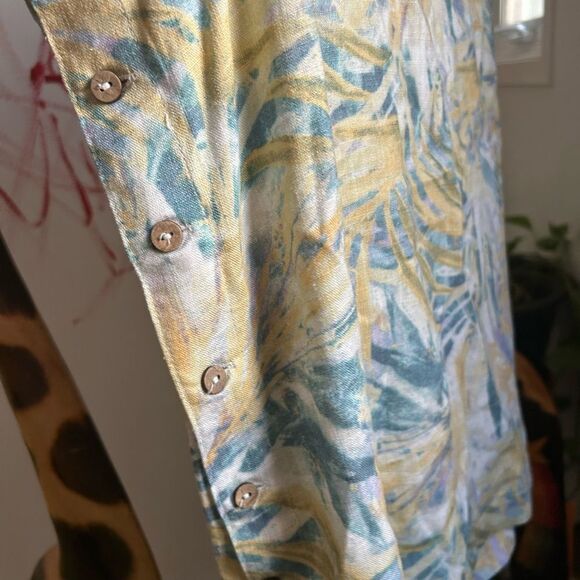 CHARLIE B Blue and Yellow Tropical Tank Top XL - Picture 9 of 16
